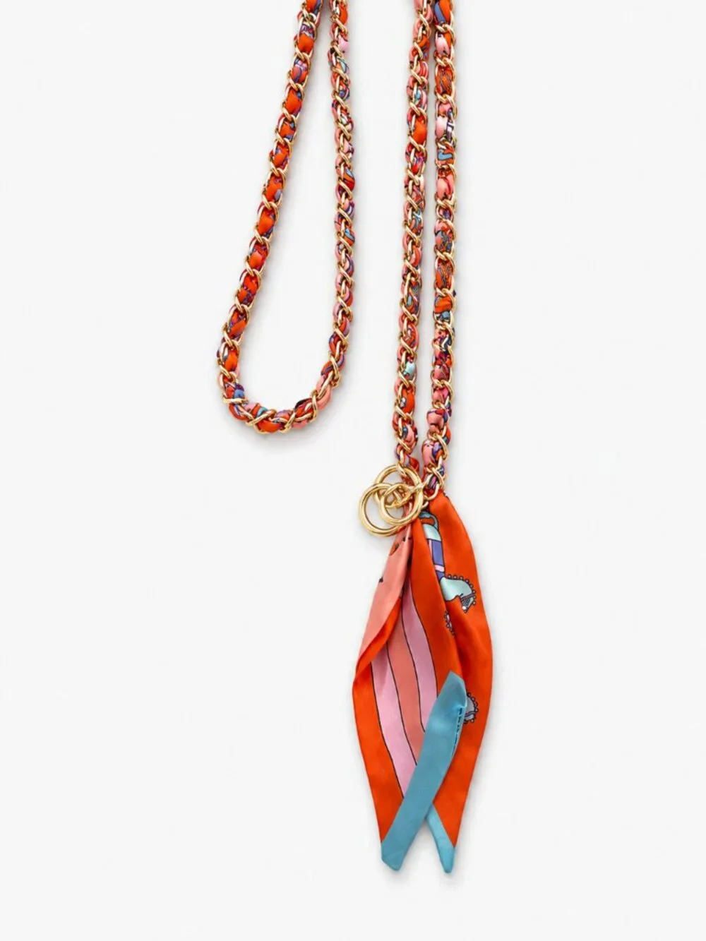 Ribbon Chain Phone Crossbody Lanyard with clear Tether Patch